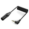 Cable de audio en espiral de ángulo recto con núcleo de cobre y conector macho chapado en oro de 3,5 mm a XLR, longitud: 0,5 m