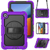 Funda antigolpes de silicona y policarbonato con soporte giratorio y correa para el hombro para Xiaomi Redmi Pad 2 9.7 (2026) – Morado + negro