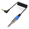 Cable de audio en espiral de 6,5 mm a 3,5 mm para altavoz de guitarra, longitud de 0,5 m (negro)