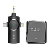 Micrófono de solapa inalámbrico AP009 con receptor 3 en 1 (negro)