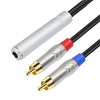 Cable de audio estéreo TRS hembra de 6,35 mm y 1/4" a RCA macho doble tipo Y, longitud: 50 cm