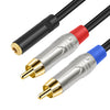 Cable de audio estéreo TRS hembra de 3,5 mm y 1/8" a RCA macho doble tipo Y, longitud: 50 cm