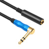 Cable de audio para guitarra eléctrica estéreo TRS macho de 6,35 mm y 1/4" a hembra, longitud: 0,3 m (negro y azul)