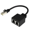 Divisor de cable Ethernet RJ45 CAT6/CAT5 de 20 cm y 8 pines, adaptador de extensión de red 2 en 1 (negro)