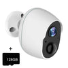 Cámara de vigilancia con visión nocturna por infrarrojos de ultra alta definición para el hogar, WiFi, tarjeta de memoria: 128 GB (enchufe de la UE)