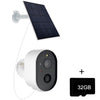 Cámara de vigilancia inalámbrica WiFi con panel solar HD para exteriores, versión Graffit de 3 MP, tarjeta de memoria: 32 GB (enchufe de la UE)