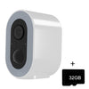 Cámara de batería de bajo consumo de energía HD con versión inteligente WiFi Tuya, enchufe estadounidense, tarjeta de memoria: 32 GB (blanca)
