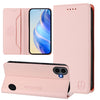 Estuche de cuero con doble pliegue y succión magnética RFID para teléfono CMF Phone 1 RC01 de For Nothing (rosa)