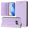 Estuche de cuero RFID con doble pliegue y succión magnética para teléfono For Nothing Phone 2a RC01 (morado claro)