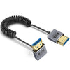 Cable HDMI 2.1 coaxial en espiral de 0,7 m, 8K, 48 Gbps, puerto: curva hacia abajo