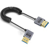 Cable HDMI 2.1 coaxial en espiral de 0,7 m, 8K, 48 Gbps, puerto: curva a la derecha