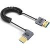 Cable HDMI 2.1 coaxial en espiral de 0,7 m, 8K, 48 Gbps, puerto: curva izquierda