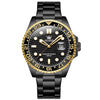 OLEVS 3610 Reloj de cuarzo resistente al agua y luminoso con correa de acero para hombre (negro)