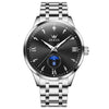 OLEVS 3646 Reloj de cuarzo multifunción con fase lunar y resistente al agua para hombre (negro)