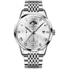OLEVS 2925 Reloj de cuarzo luminoso, resistente al agua y multifuncional para hombre (blanco plateado)