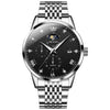 OLEVS 2925 Reloj de cuarzo luminoso, multifuncional, resistente al agua, para hombre (negro plateado)