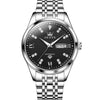 OLEVS 9801 Reloj mecánico de doble calendario resistente al agua con diamantes para hombre (negro)