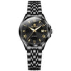 OLEVS 6702 Reloj mecánico luminoso de calendario único resistente al agua para mujer (oro negro)