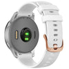 Correa de silicona con hebilla de acero en oro rosa de 18 mm para reloj Garmin (blanco)