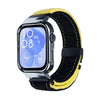 Correa de reloj con marco plateado de metal cepillado para Huawei Watch Fit3 (negro y amarillo)