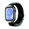 Correa de reloj con marco plateado de metal cepillado para Huawei Watch Fit3 (negro y verde militar)