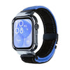 Correa de reloj con marco plateado de metal cepillado para Huawei Watch Fit3 (negro y azul)