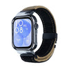 Correa de reloj con marco plateado de metal cepillado para Huawei Watch Fit3 (negro y marrón oscuro)