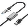 Cable Ethernet de tarjeta de red de alta velocidad 2 en 1 RJ45 a USB tipo C de 2 m