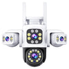 Cámara inalámbrica WiFi impermeable IP66 con 3 lentes panorámicas de 360 grados y 2 MP HD, memoria: tarjeta de memoria de 30 días (enchufe de EE. UU.)