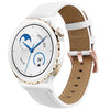 Correa de reloj de cuero con hebilla de oro rosa de 18 mm (blanca)