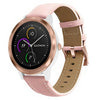 Correa de reloj de cuero con hebilla de oro rosa de 18 mm (rosa)