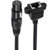 Cable de audio XLR de 5 pines hembra a RJ45 hembra, longitud: 30 cm (negro)