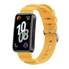 Correa de silicona con hebilla plateada para Huawei Band 10/9/8 (amarilla)