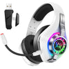 Auriculares para juegos KOTION EACH GS400 Ultra con Bluetooth, supraaurales, con cable y triple modo de 2,4 GHz (blancos)