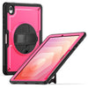 Para Samsung Galaxy Tab S10 Lite / S10 FE Honeycomb Hand Gromb Turntable Stand Tablet Case (Rosa Rojo)