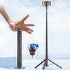 Trípode y palo selfie magnético TT01 de 1,77 m con apertura automática y control remoto (negro)