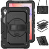 Funda híbrida de silicona para Samsung Galaxy Tab S10 Lite/S10 FE con correa para el hombro (negra)