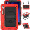 Funda híbrida de silicona para Samsung Galaxy Tab S10 Lite/S10 FE con correa para el hombro (roja)