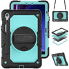 Funda híbrida de silicona para Samsung Galaxy Tab S10 Lite/S10 FE con correa para el hombro (PC azul claro)