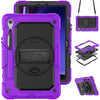 Funda híbrida de silicona para Samsung Galaxy Tab S10 Lite/S10 FE con correa para el hombro (morada)
