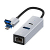 Convertidor de concentrador USB/8 pines a RJ45 USB-A tipo C (plateado)