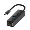Convertidor de concentrador USB-A RJ45 de tipo C a tipo C (negro)