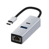 Convertidor de concentrador USB-A RJ45 de tipo C a tipo C (plateado)