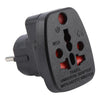 Adaptador universal de viaje WSA-9 con enchufe alemán y obturador de seguridad (negro)