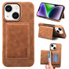 Funda para iPhone 14/13 Denior D27 con textura retro RFID y ranura para tarjetas (marrón)
