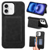 Funda para iPhone 16 Denior D27 con textura retro RFID y ranura para tarjetas (negro)