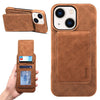 Funda Denior D28 con textura retro RFID MagSafe para iPhone 14 Plus, con tapa vertical y ranura para tarjetas (marrón)