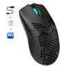 Ratón inalámbrico recargable RGB HXSJ T66 con cable de 2,4 G, BT5.3, 3 modos (negro)