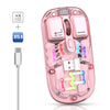 Ratón inalámbrico HXSJ T200 de dos modos, 2,4 G, BT5.0, RGB transparente (rosa)