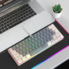 Teclado de membrana HXSJ V400 con cable, retroiluminación RGB a juego, 63 teclas, longitud del cable: 1,7 m (beige + gris, bicolor)